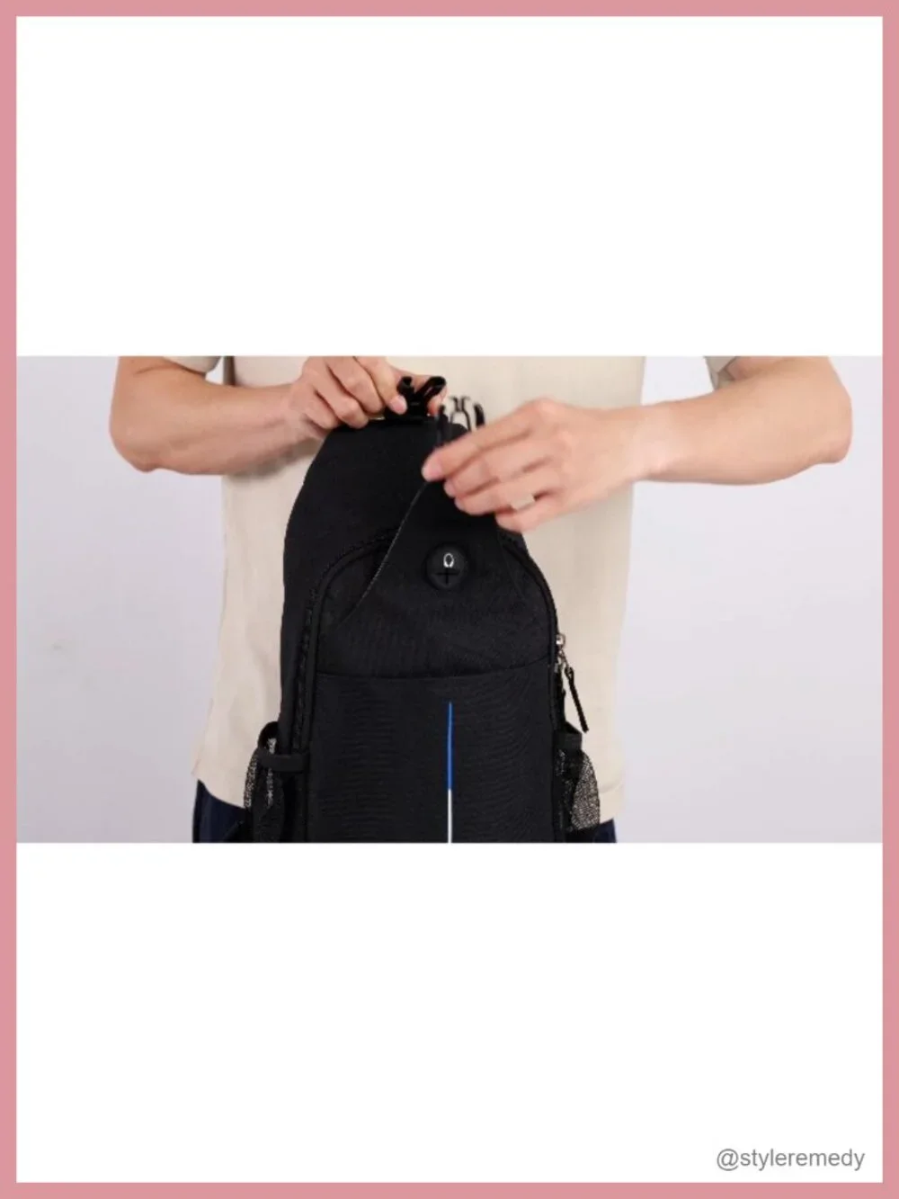 Crossbody Sling Backpack with Touch Screen Phone Pocket, Chest Bag for